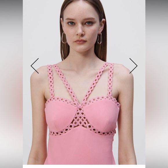 Jonathan SIMKHAI Sevilla Crochet Ring Midi Dress Pink NWT - Picture 4 of 14